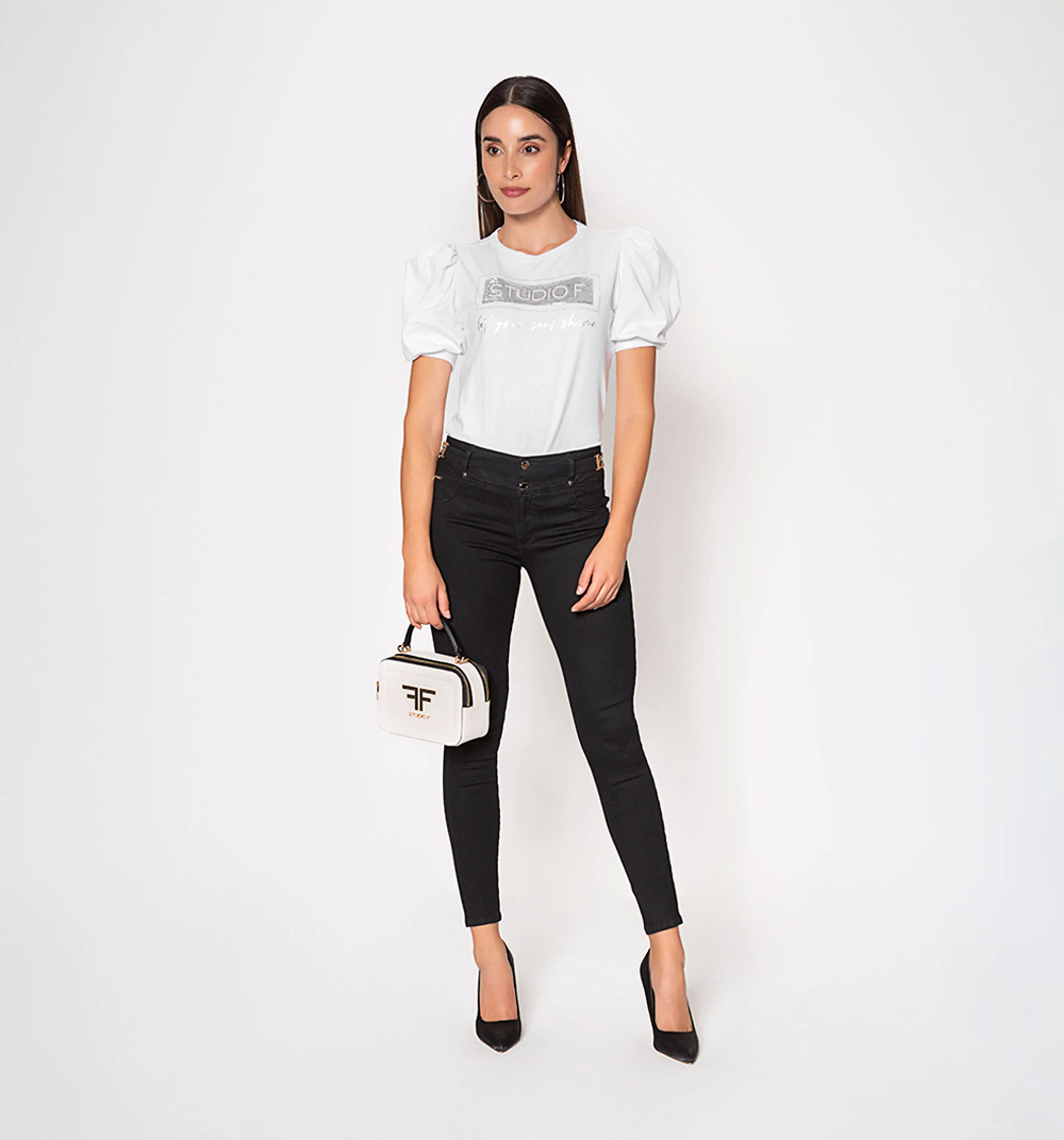 Jean ultraslim tiro medio, negro, 2 boto