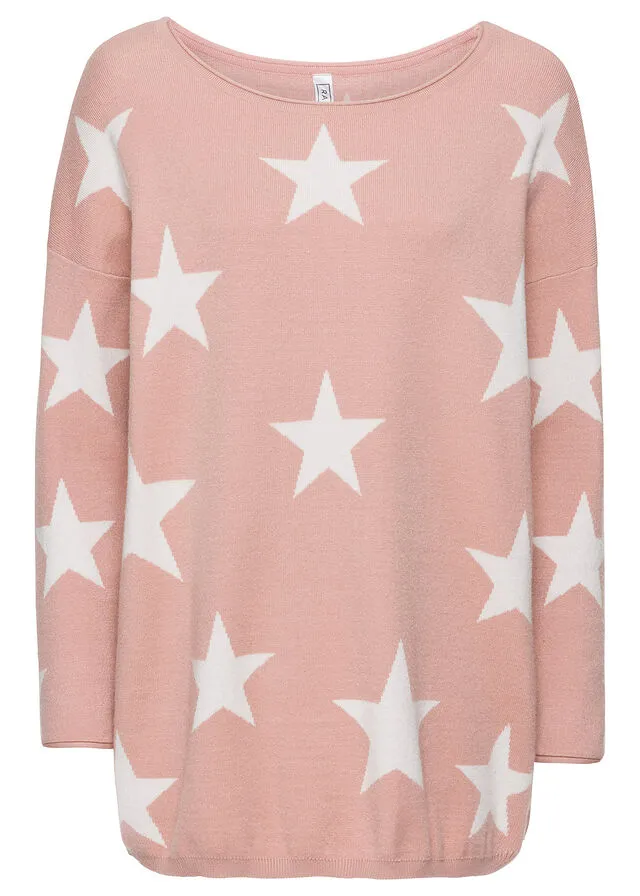 JERSEY DE PUNTO CON ESTAMPADO DE ESTRELLAS ROSA VINTAGEBLANCO
