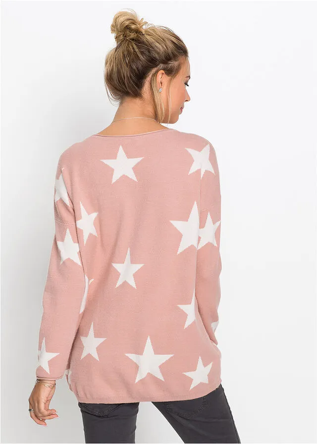 JERSEY DE PUNTO CON ESTAMPADO DE ESTRELLAS ROSA VINTAGEBLANCO