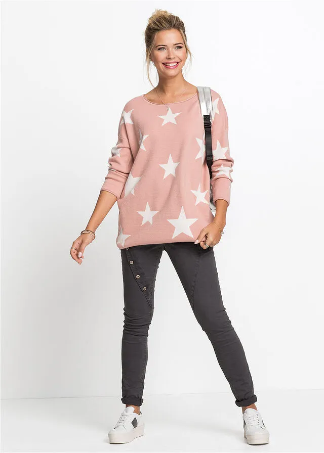 JERSEY DE PUNTO CON ESTAMPADO DE ESTRELLAS ROSA VINTAGEBLANCO