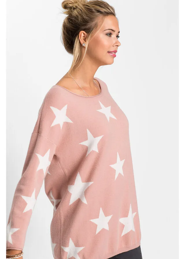 JERSEY DE PUNTO CON ESTAMPADO DE ESTRELLAS ROSA VINTAGEBLANCO