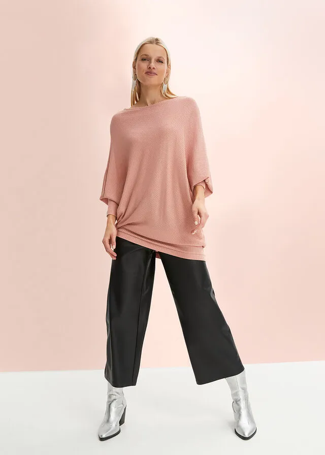 Jersey holgado con dobladillo asimétrico Rosa vintage