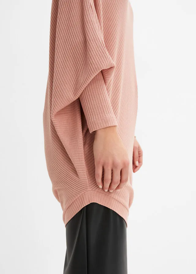 Jersey holgado con dobladillo asimétrico Rosa vintage