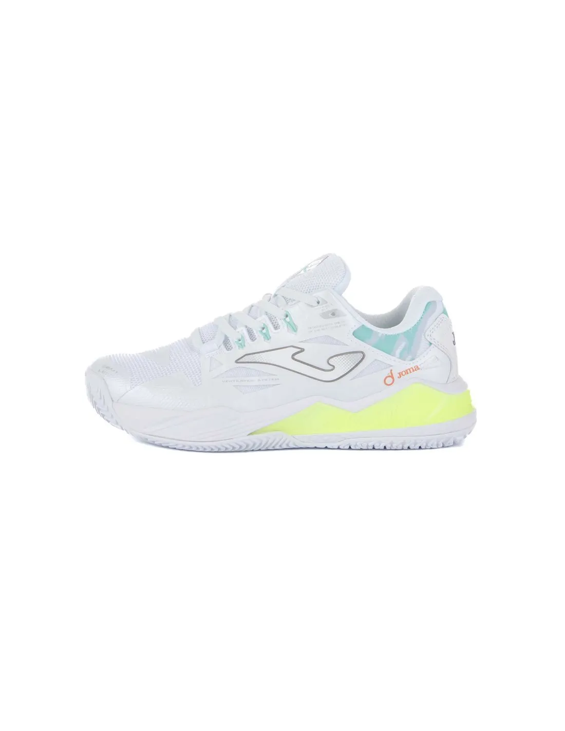 JOMA  ZAPATILLAS DE PADEL BLANCO Y AMARILLO FLUOR SPIN TSPILW2420M MUJER