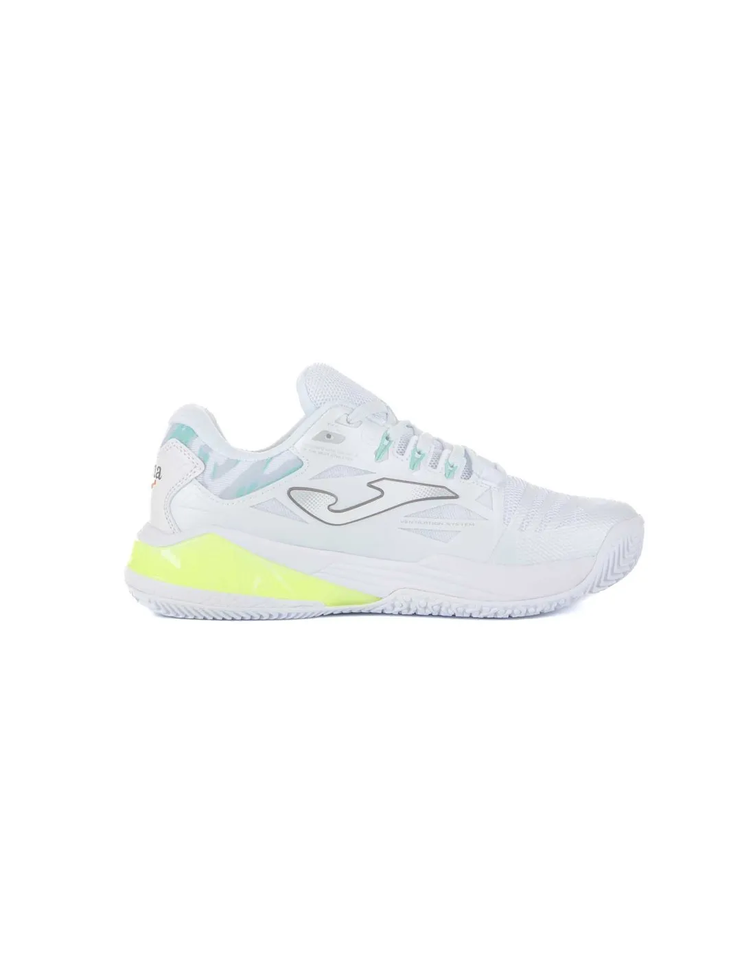 JOMA  ZAPATILLAS DE PADEL BLANCO Y AMARILLO FLUOR SPIN TSPILW2420M MUJER