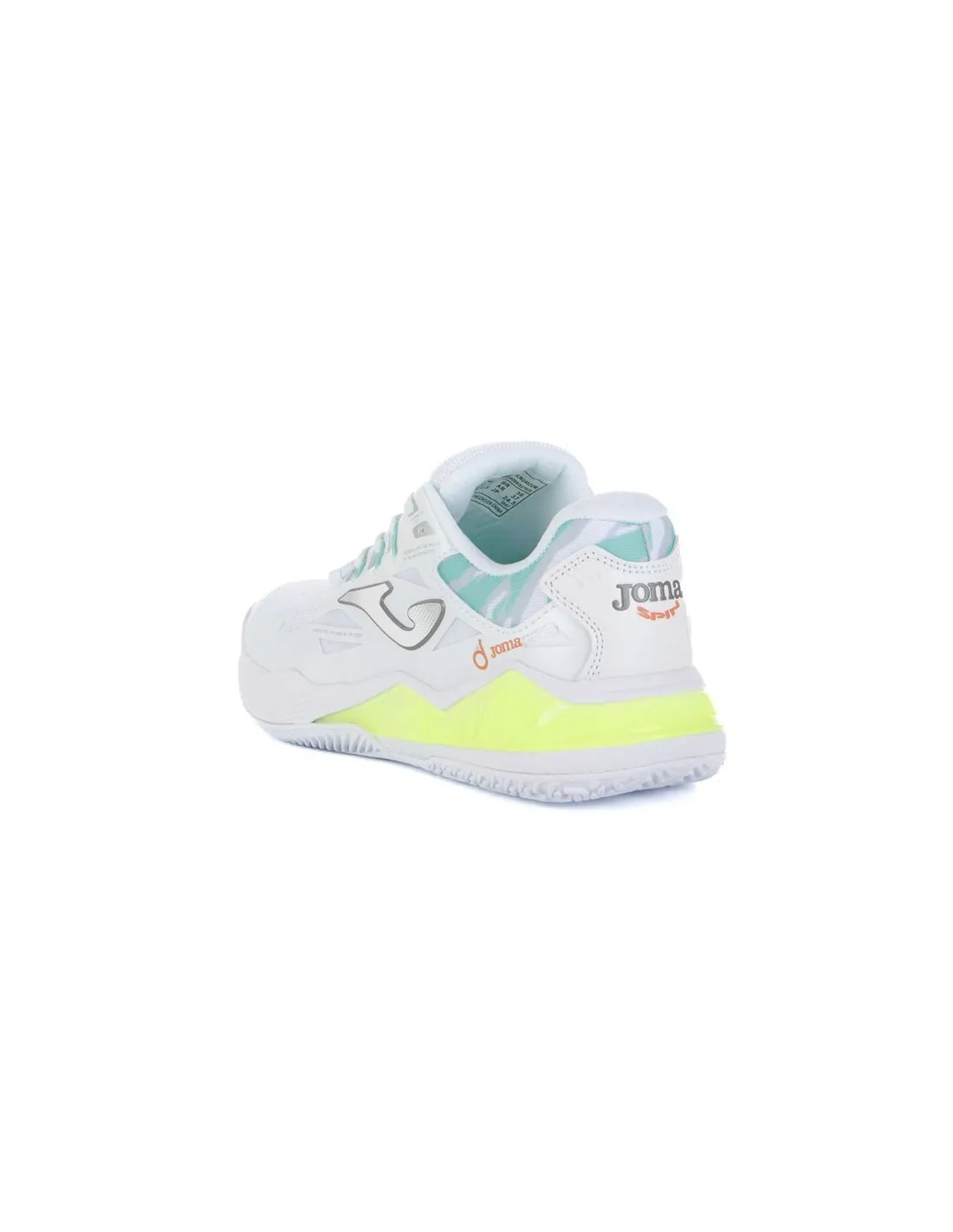 JOMA  ZAPATILLAS DE PADEL BLANCO Y AMARILLO FLUOR SPIN TSPILW2420M MUJER
