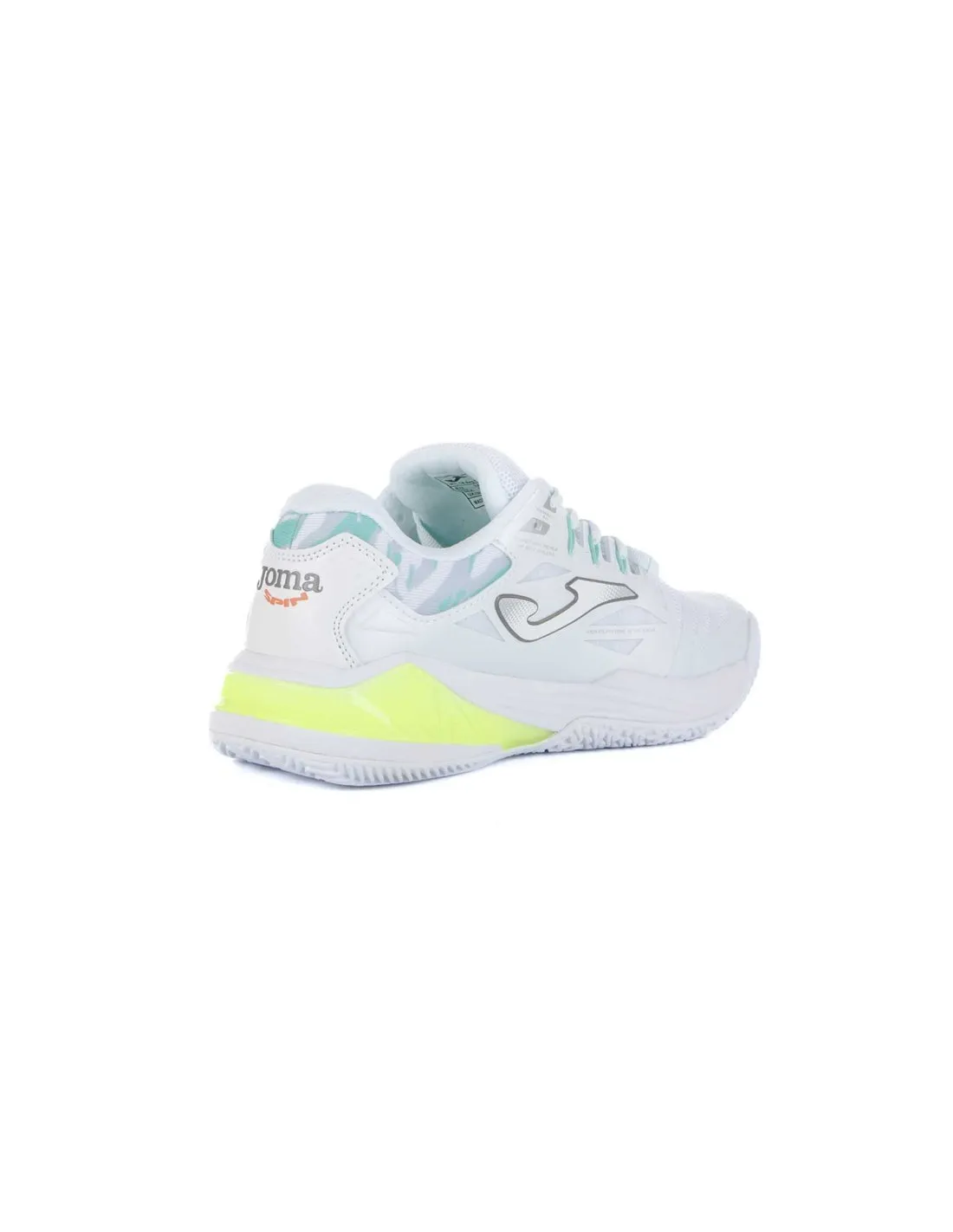 JOMA  ZAPATILLAS DE PADEL BLANCO Y AMARILLO FLUOR SPIN TSPILW2420M MUJER