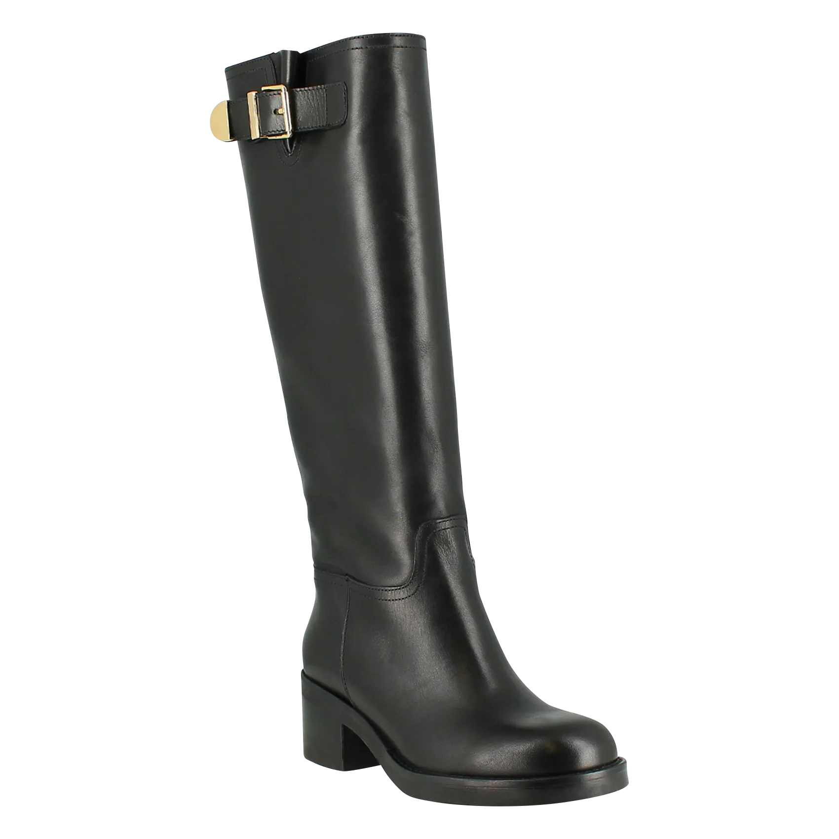 JONAK IRENA  BOTAS ALTAS CON HEBILLAS DE CUERO EN NEGRO