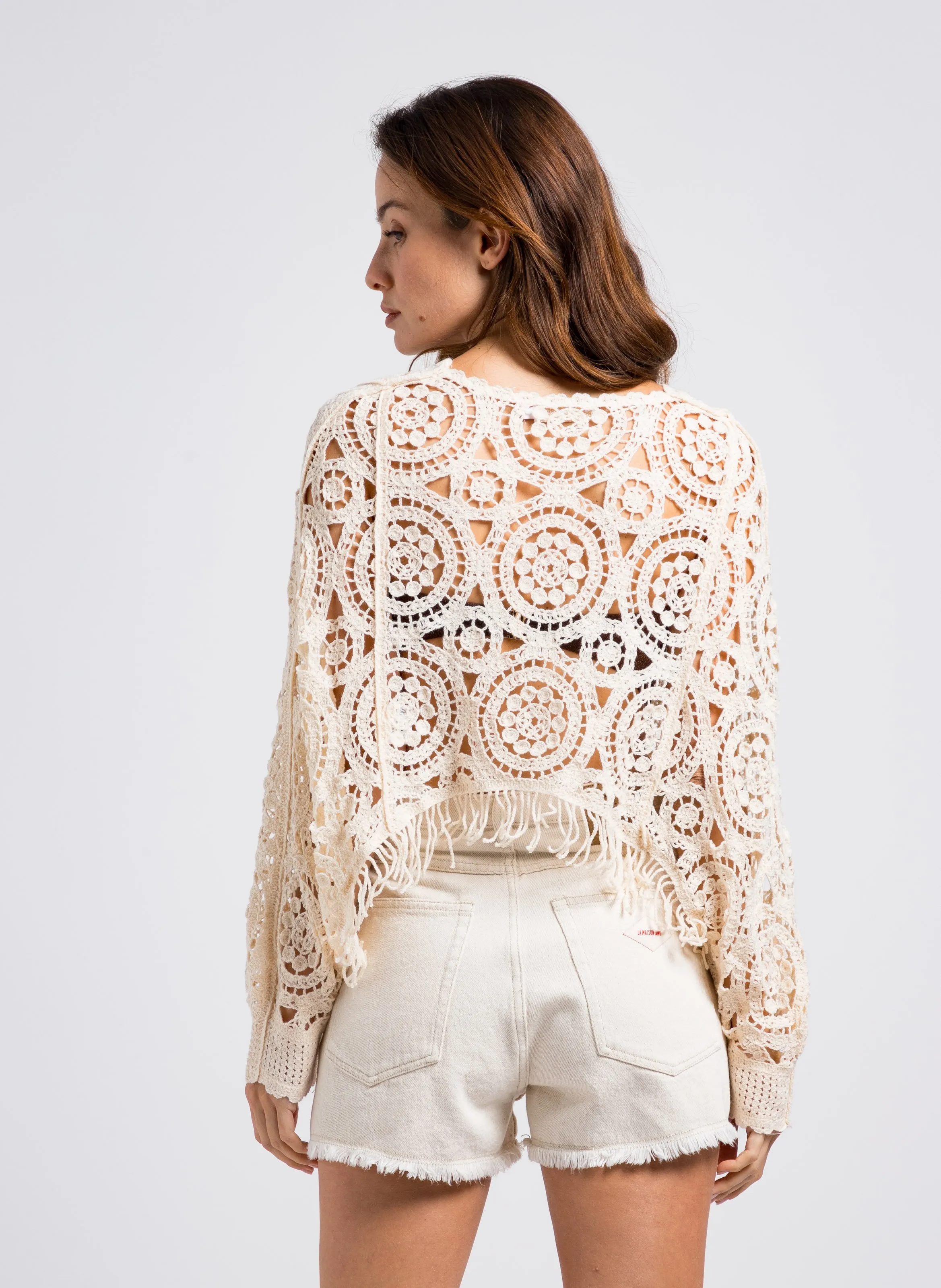 KARL MARC JOHN TALIDE  TOP CAPA DE GANCHILLO EN BEIGE