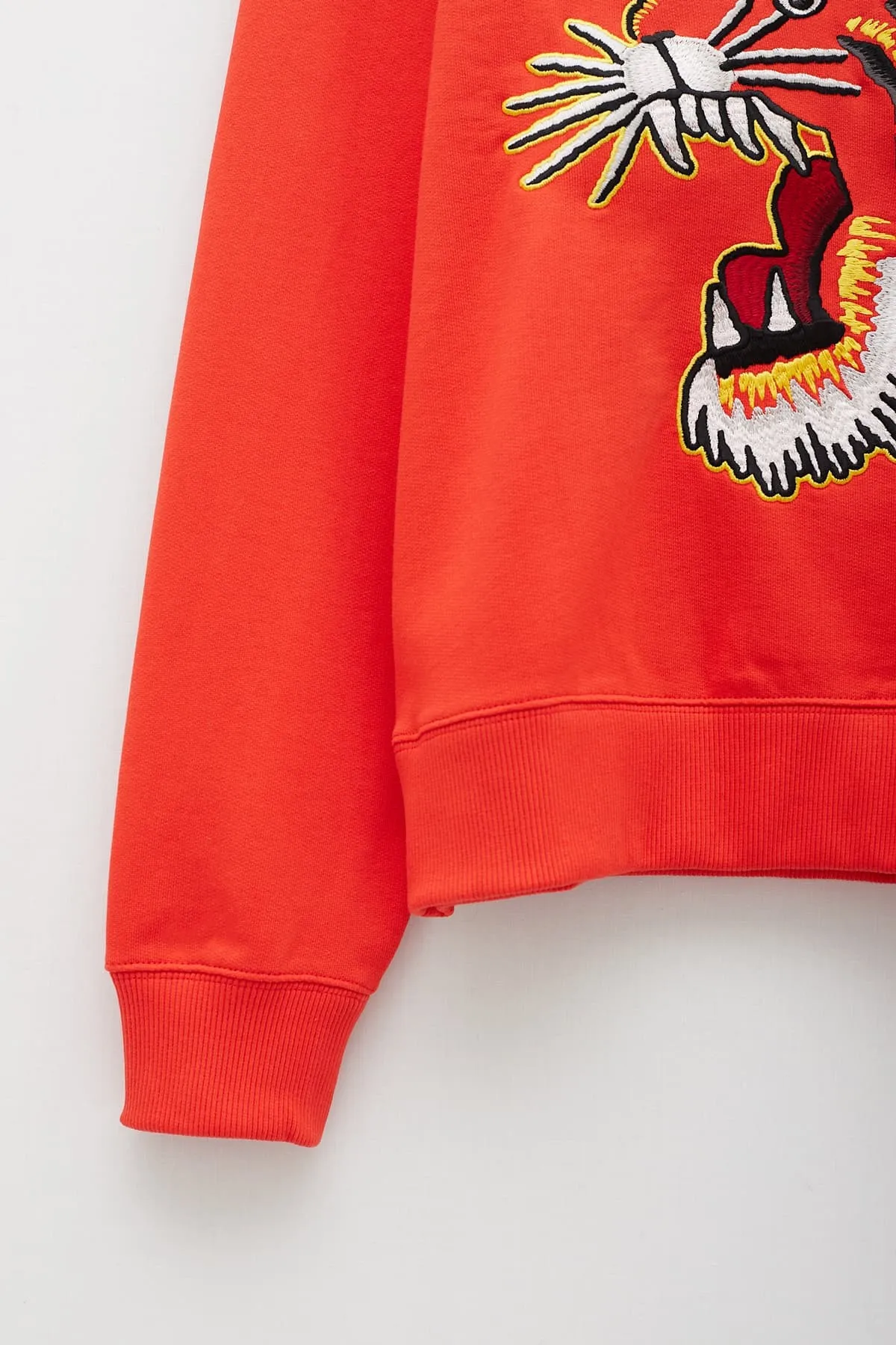 KENZO MEDIUM RED EMBROIDERY LOGO TIGER SWEATSHIRT