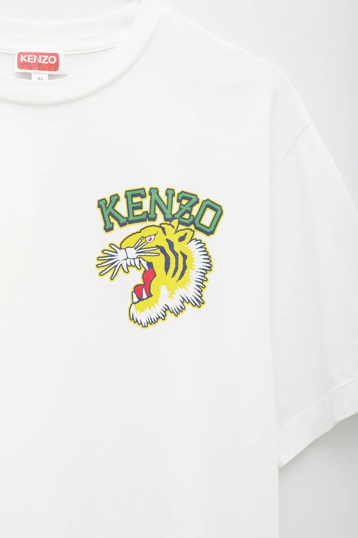 KENZO OFF WHITE TIGER LOGO TSHIRT