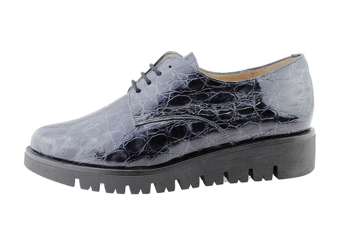 LACEUP SHOE GREY COCO PATENT