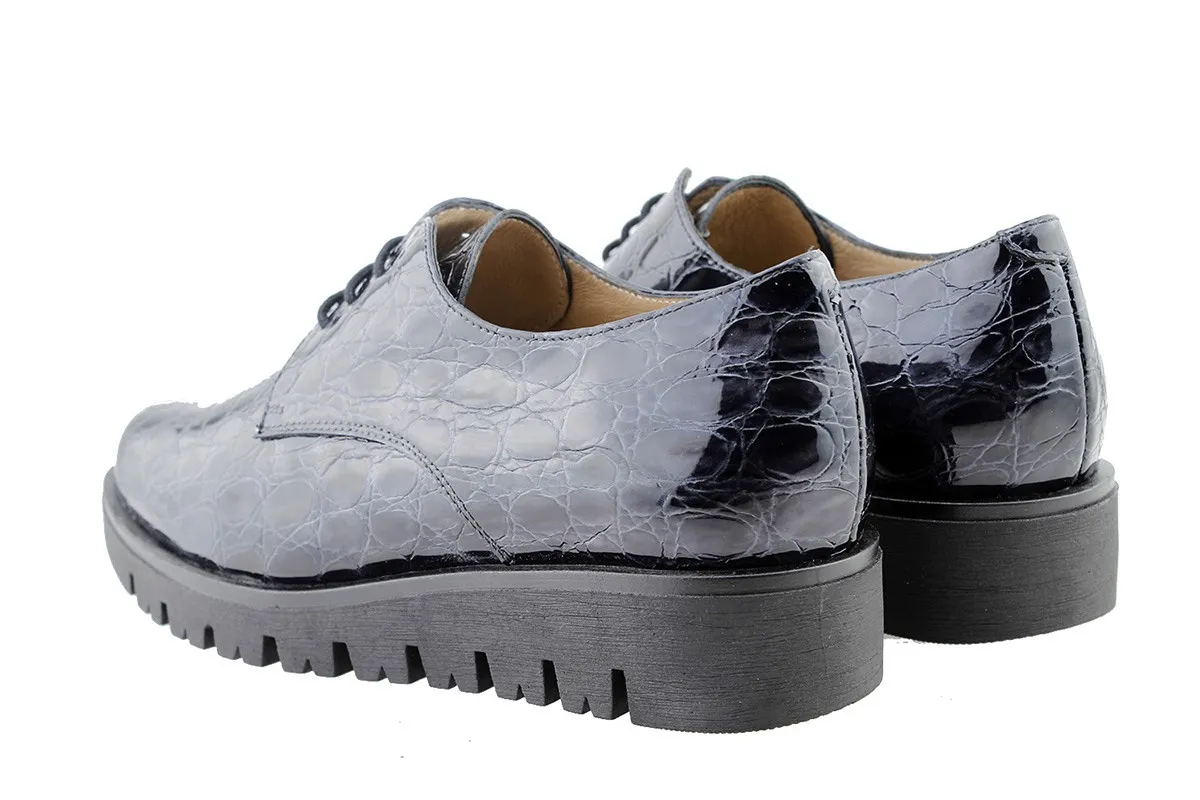 LACEUP SHOE GREY COCO PATENT