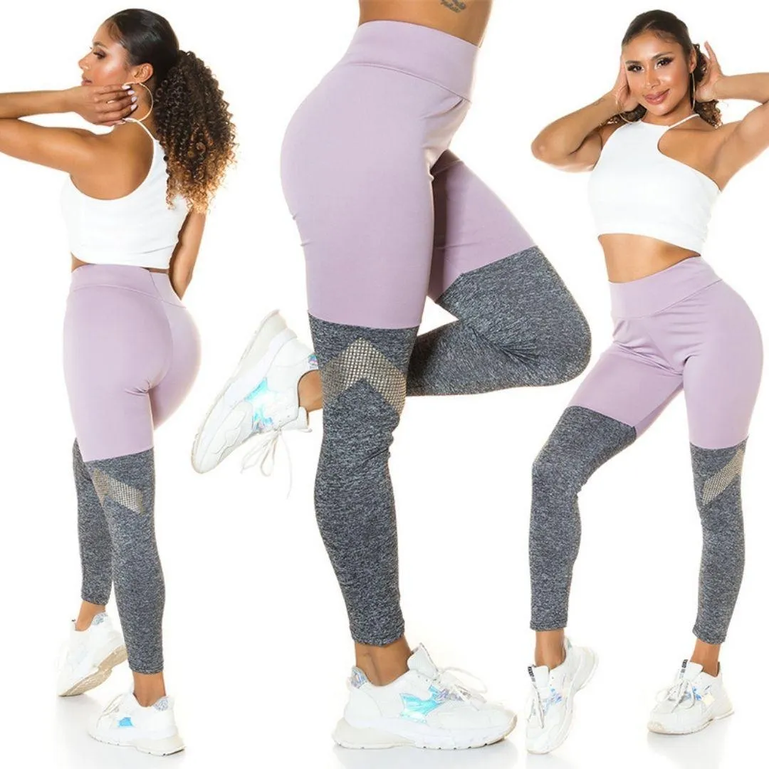 Leggings lila con gris