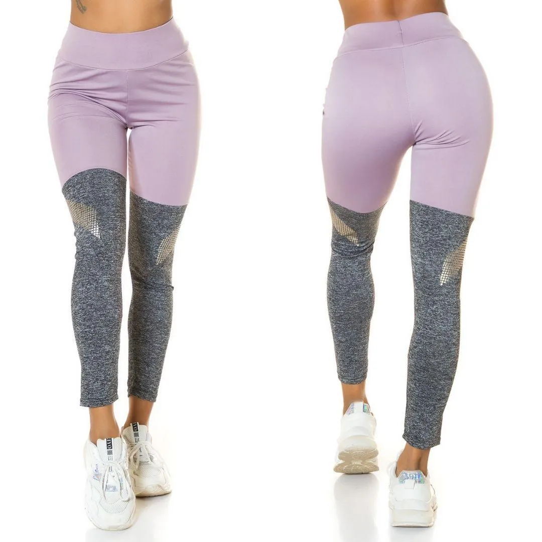 Leggings lila con gris