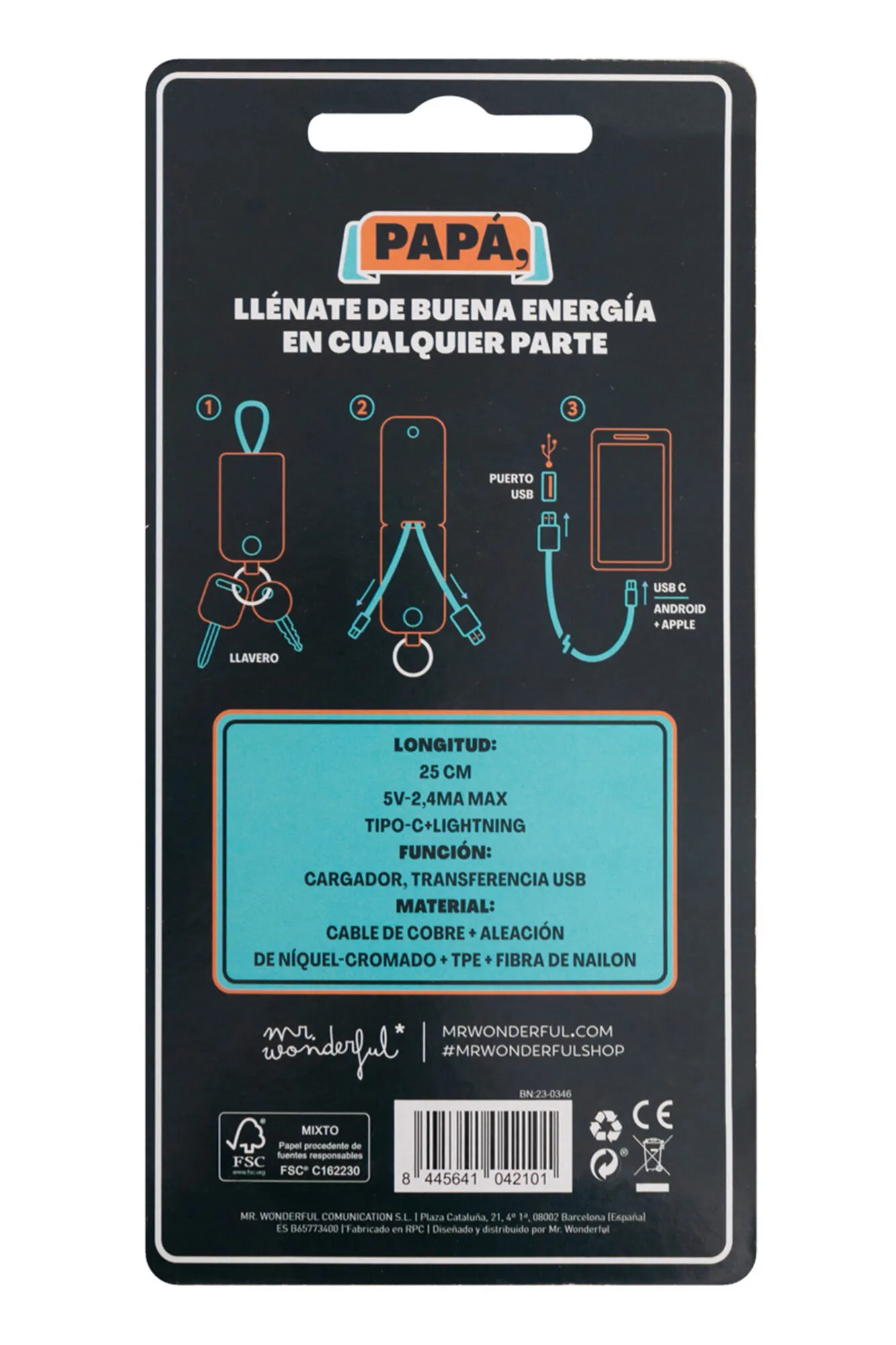 LLAVERO CON CARGADOR PARA M&OACUTE;VIL  PAP&AACUTE; VALE PARA TODO