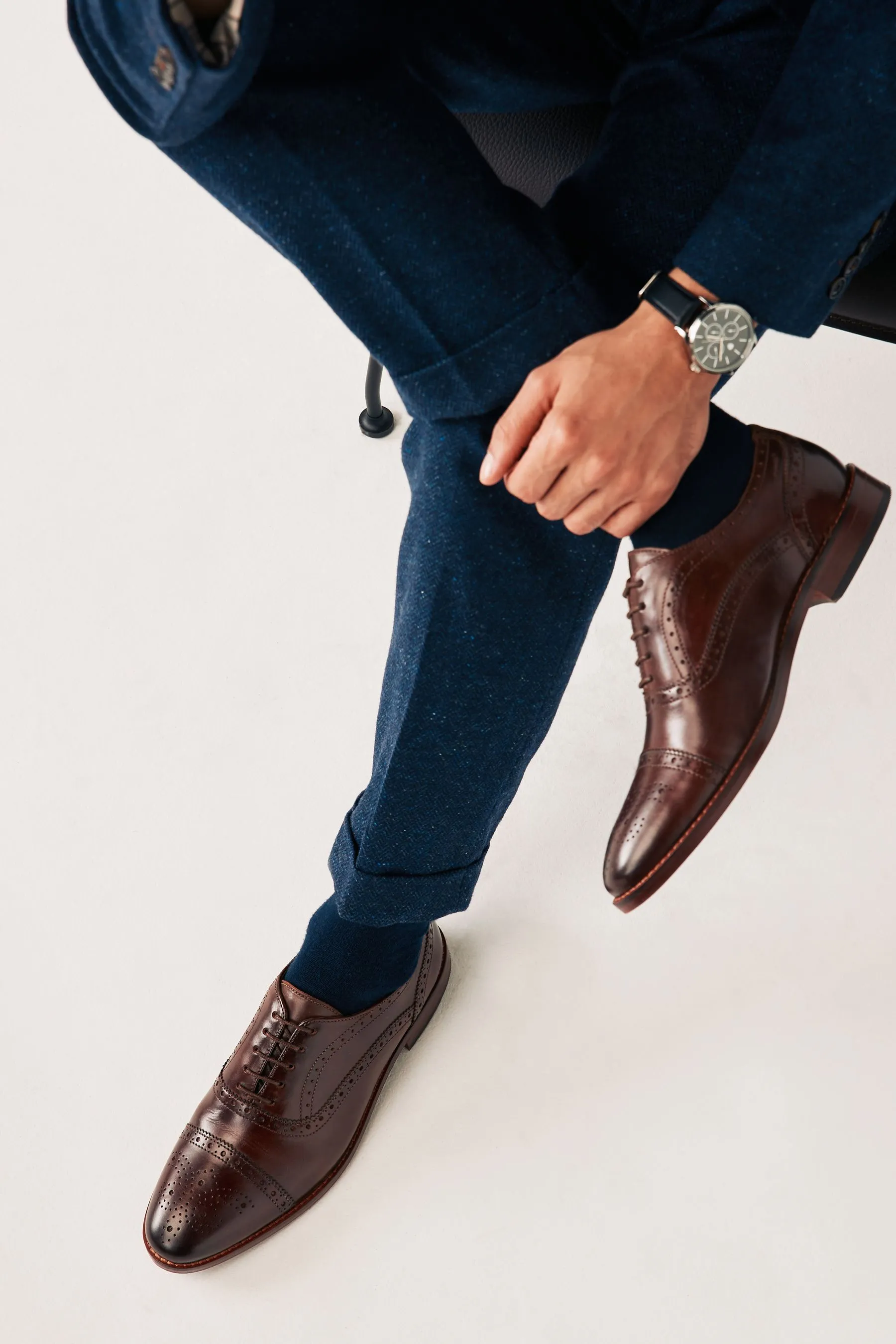 MARRóN  LEATHER OXFORD TOECAP BROGUES SHOES