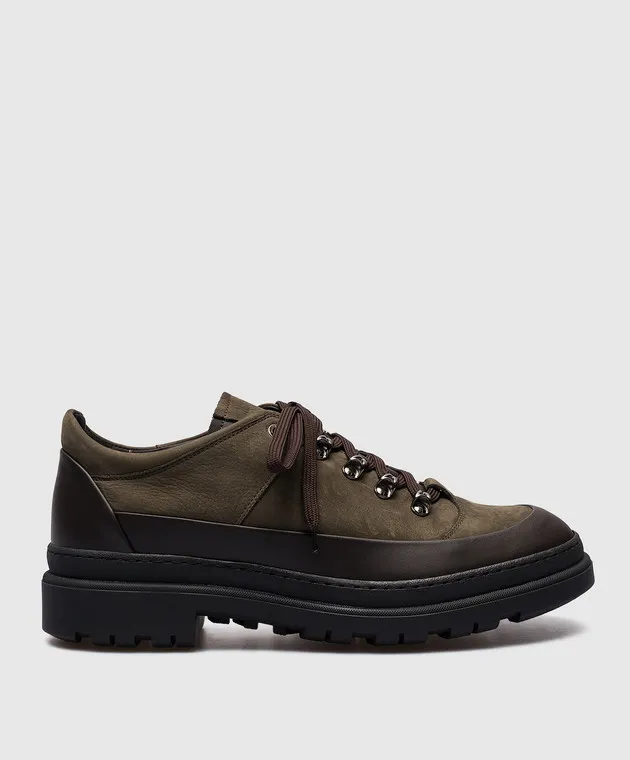 MooRER Green leather boots with logo