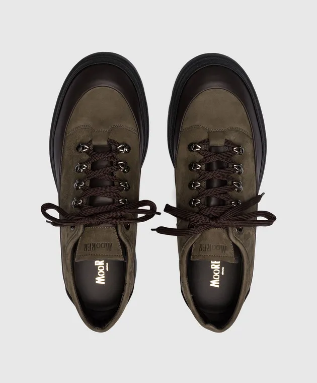 MooRER Green leather boots with logo