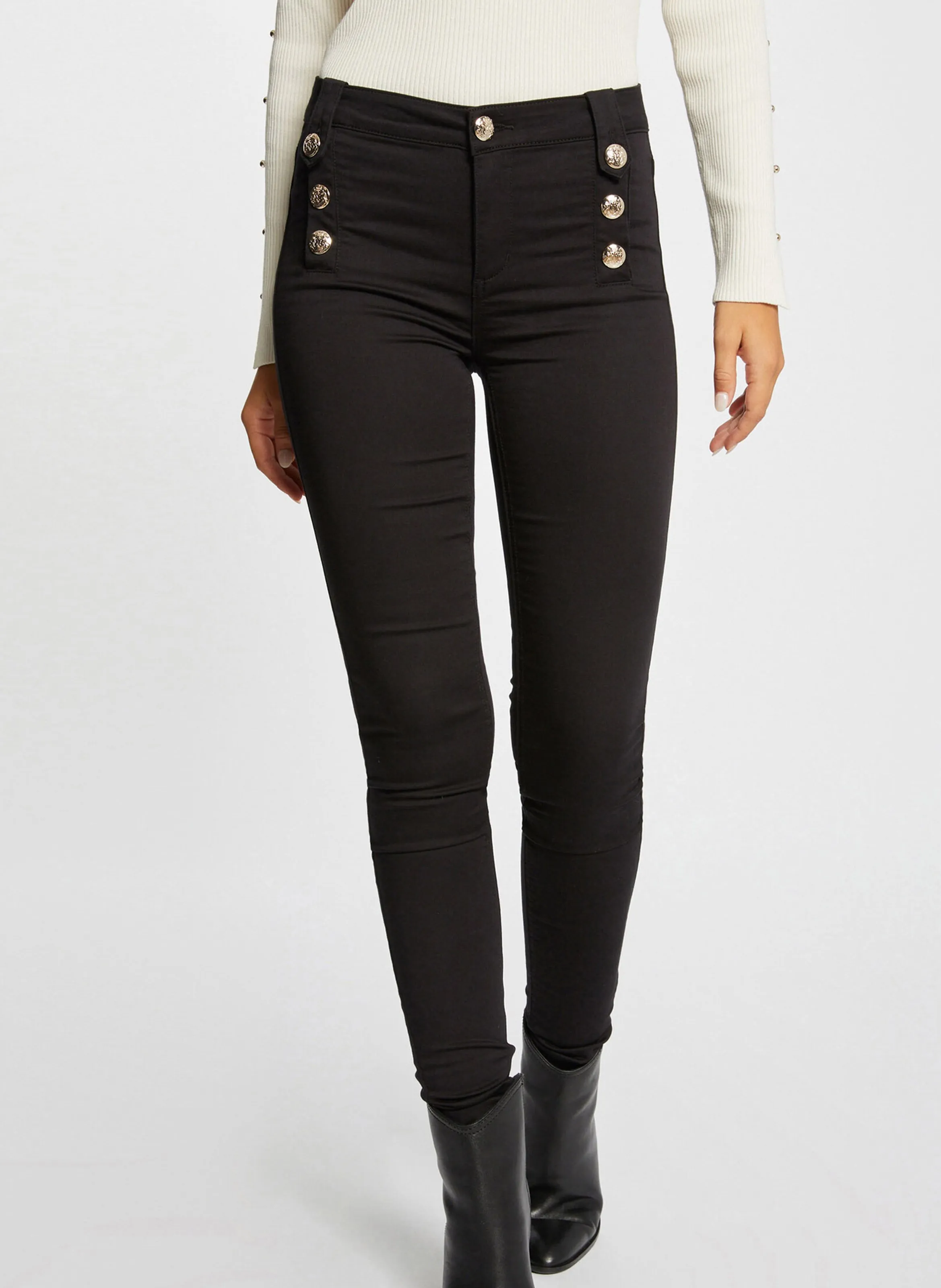 PAME  PANTALóN DE MEZCLA DE ALGODóN SKINNY EN NEGRO