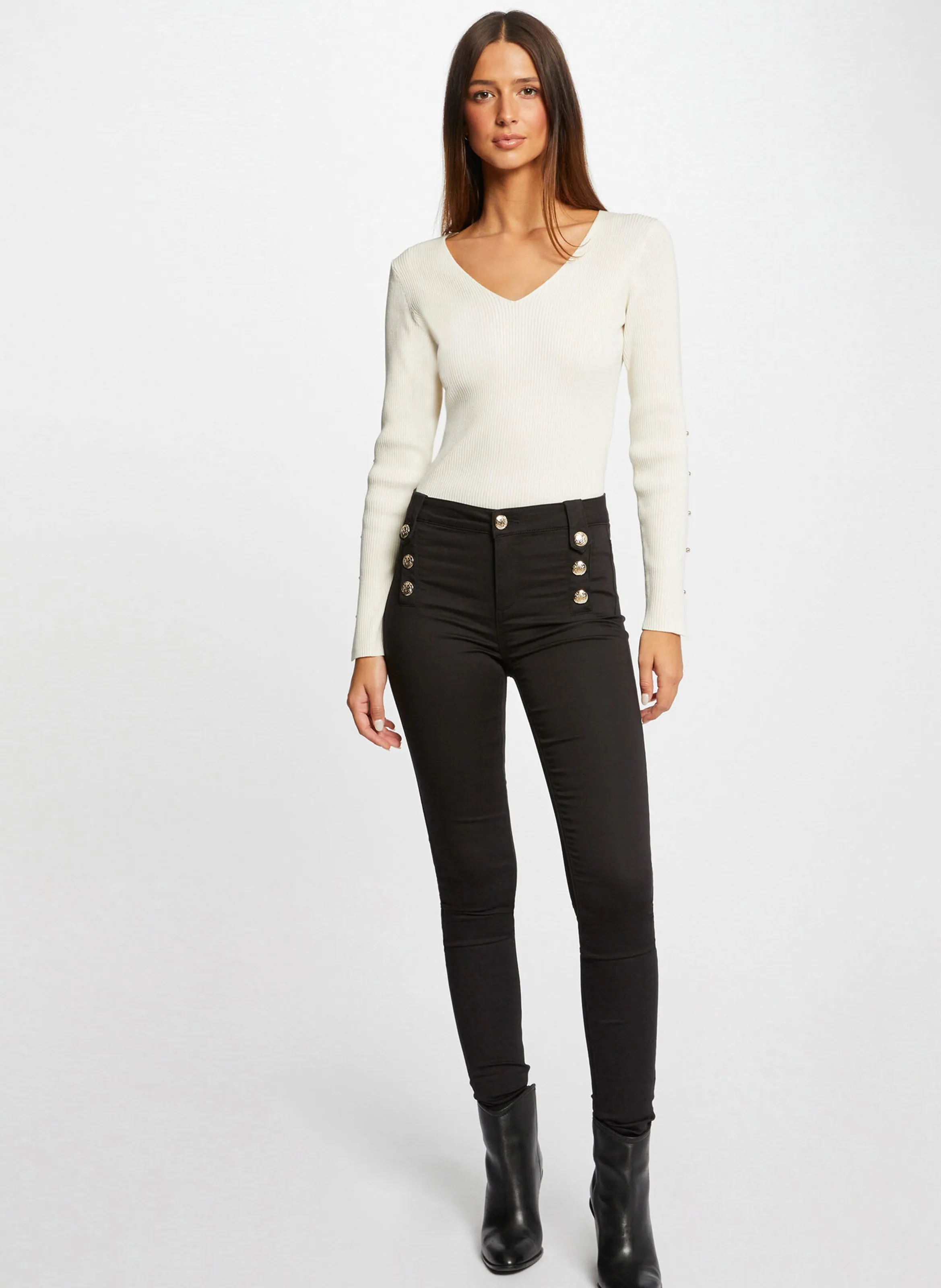 PAME  PANTALóN DE MEZCLA DE ALGODóN SKINNY EN NEGRO