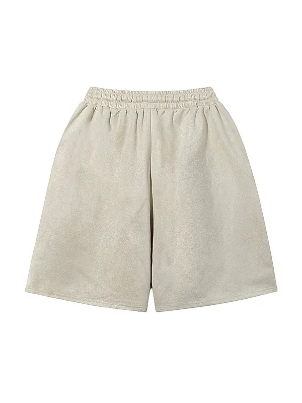 Pantalones cortos con estampado de dibujos animados de ante retro para hombre