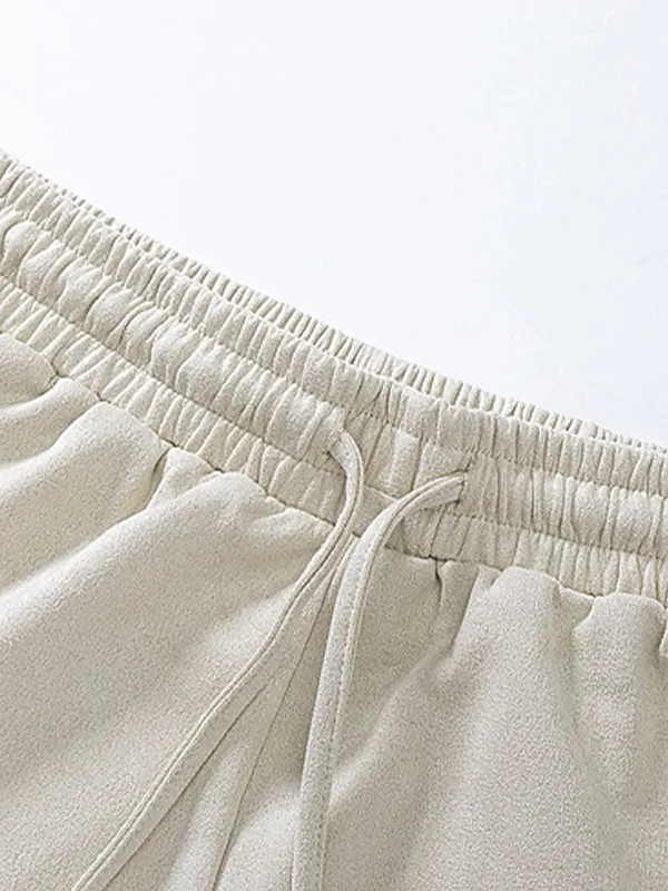 Pantalones cortos con estampado de dibujos animados de ante retro para hombre