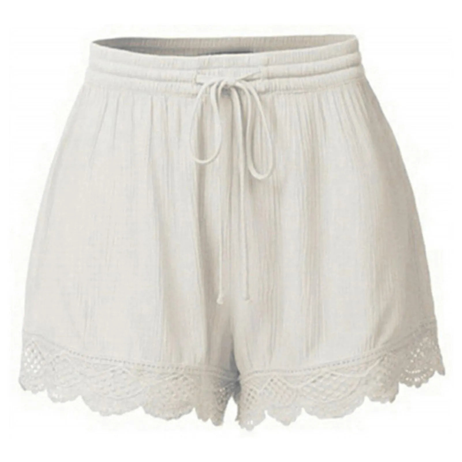Pantalones cortos de encaje para vacaciones de verano en la playa Cómodos pantalones sueltos Pantalones cortos con cordón