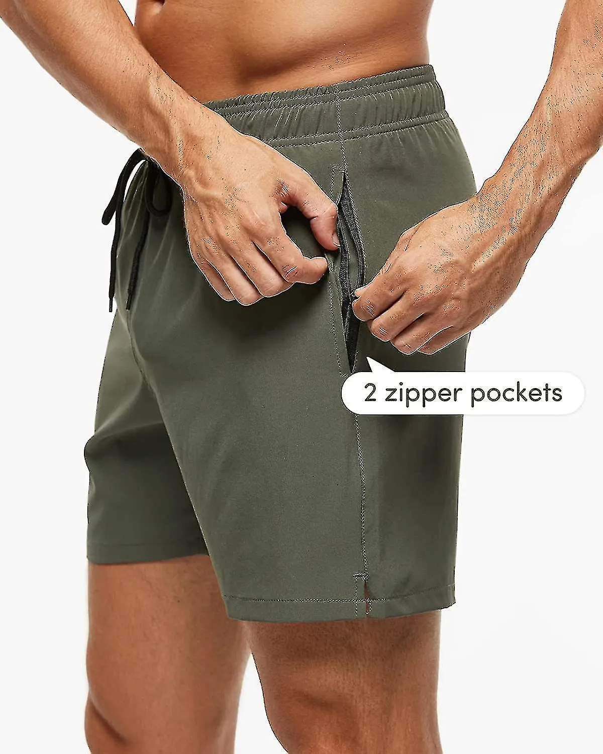 Pantalones cortos de natación para hombre con bolsillos con cremallera Trunks Traje de baño de verano Quick Dry Xinmu