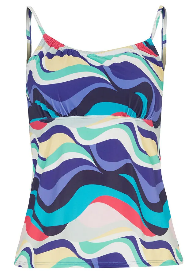 Parte superior de tankini de poliamida reciclada Varios colores con estampado gráfico