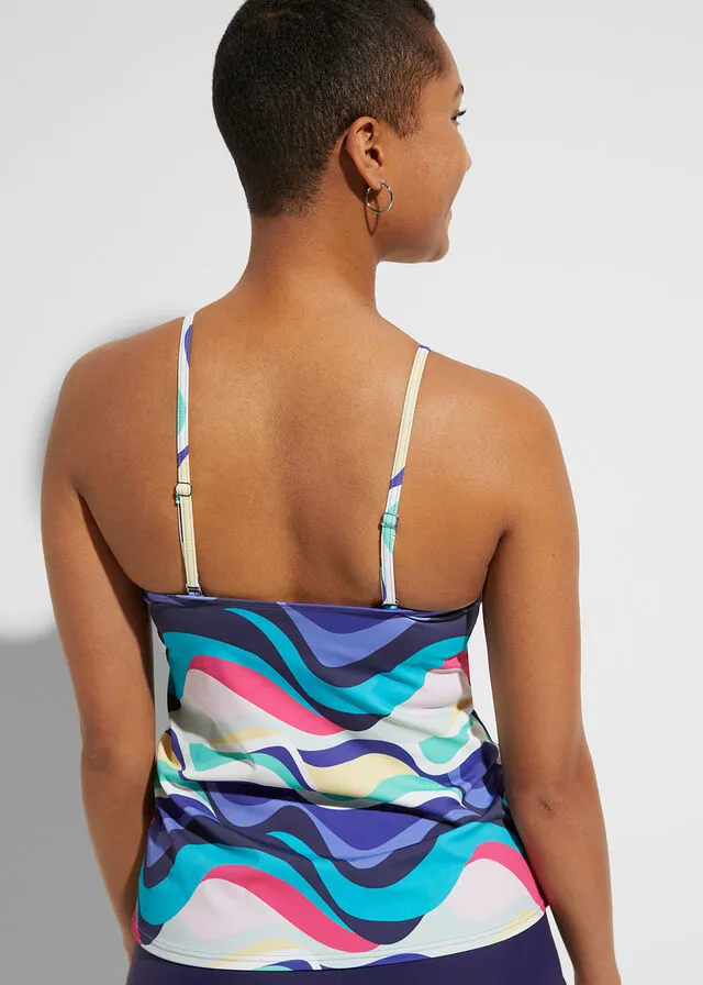 Parte superior de tankini de poliamida reciclada Varios colores con estampado gráfico