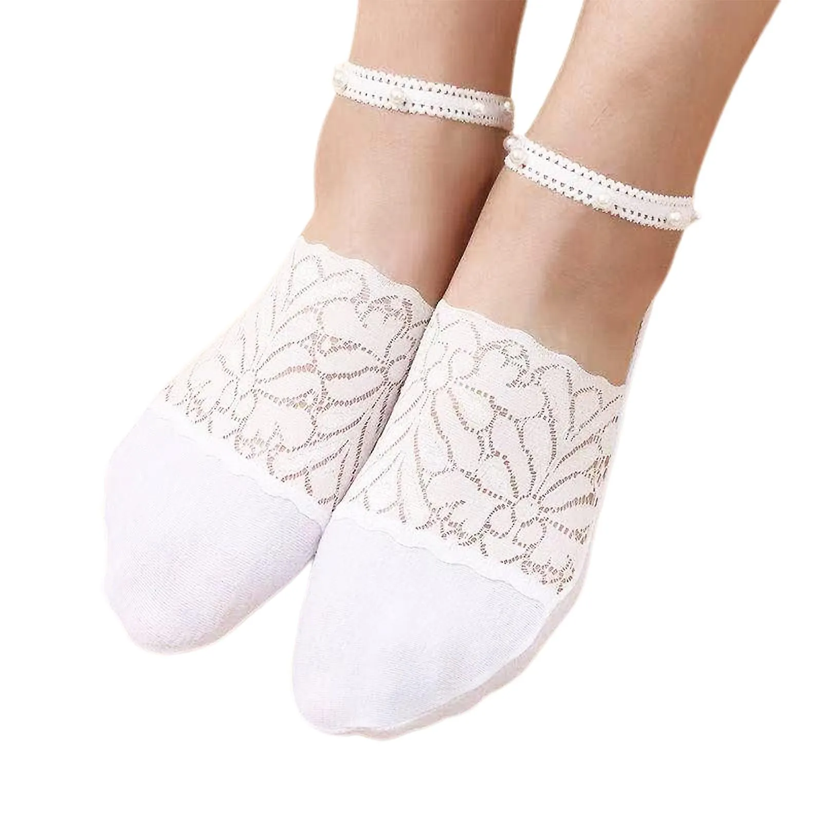 Pearl Lace Socks Ankle Socks Cute Mesh Transparent Ultra Thin See Through Lace