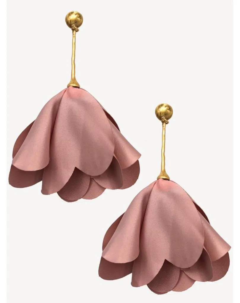 PENDIENTES LARGOS ROSAS DISEÑO DE ABANICO IDEAL TRAJES DE FLAMENCA