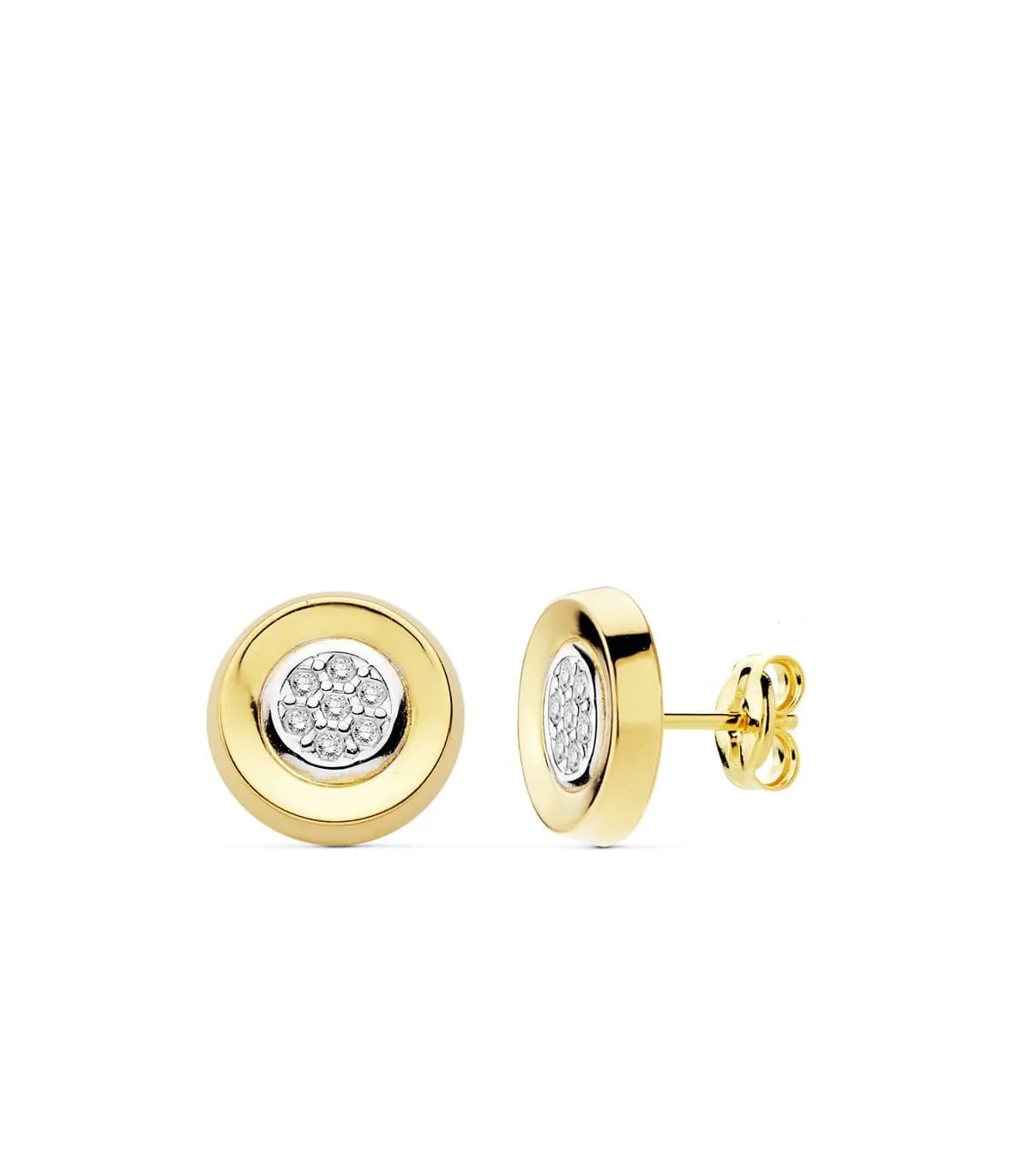 Pendientes mujer oro bicolor 18 kilates Mayte Círculo