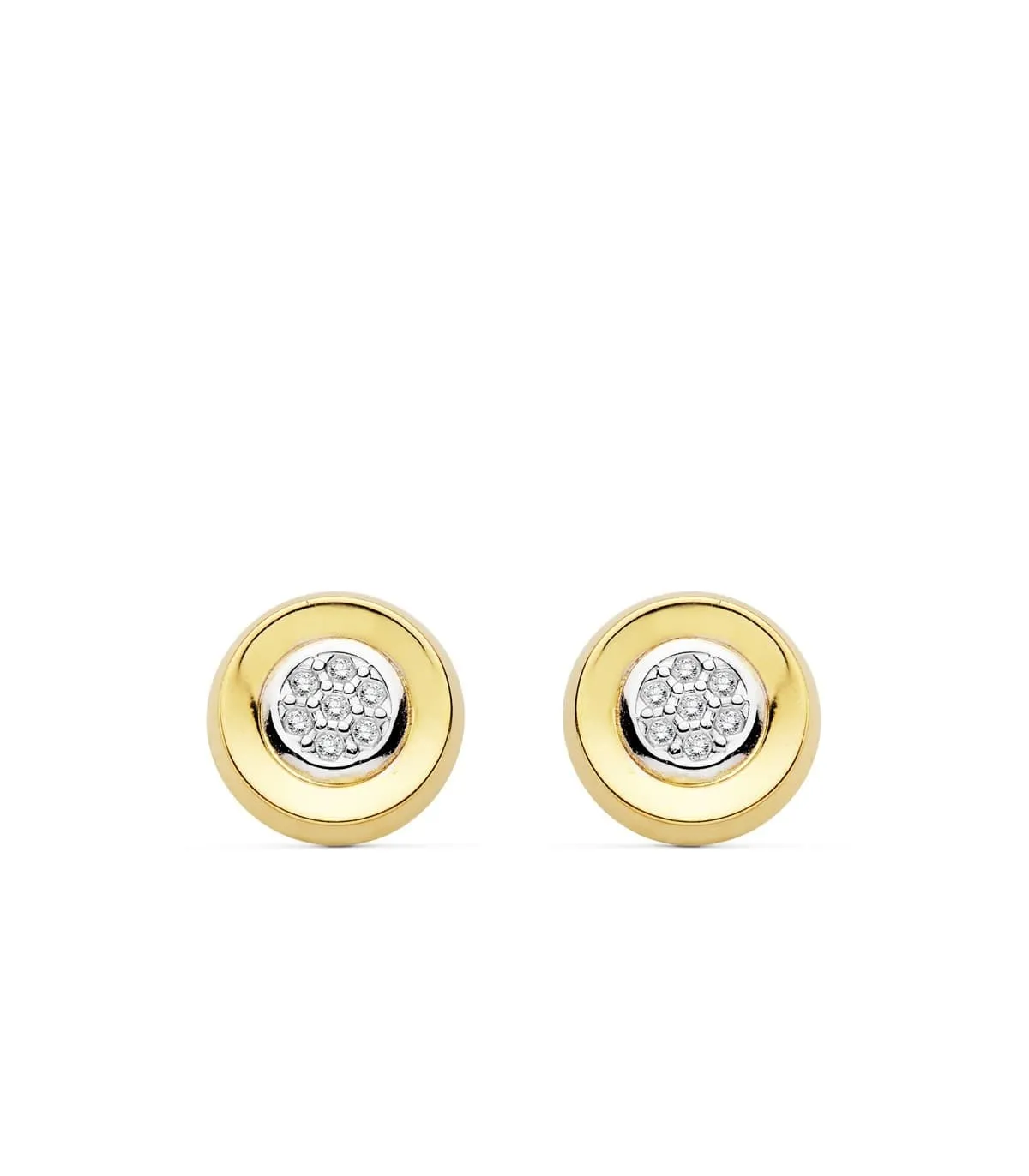 Pendientes mujer oro bicolor 18 kilates Mayte Círculo