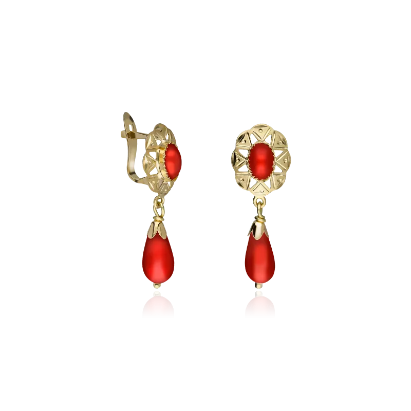 PENDIENTES "ANA" ORO 18K Y CORAL