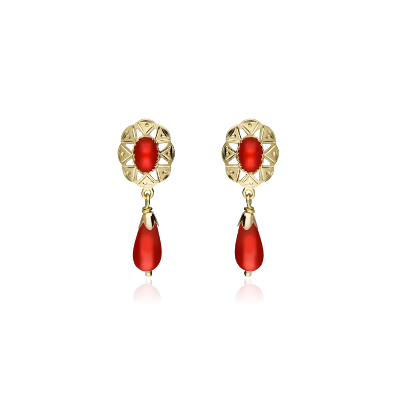 PENDIENTES "ANA" ORO 18K Y CORAL