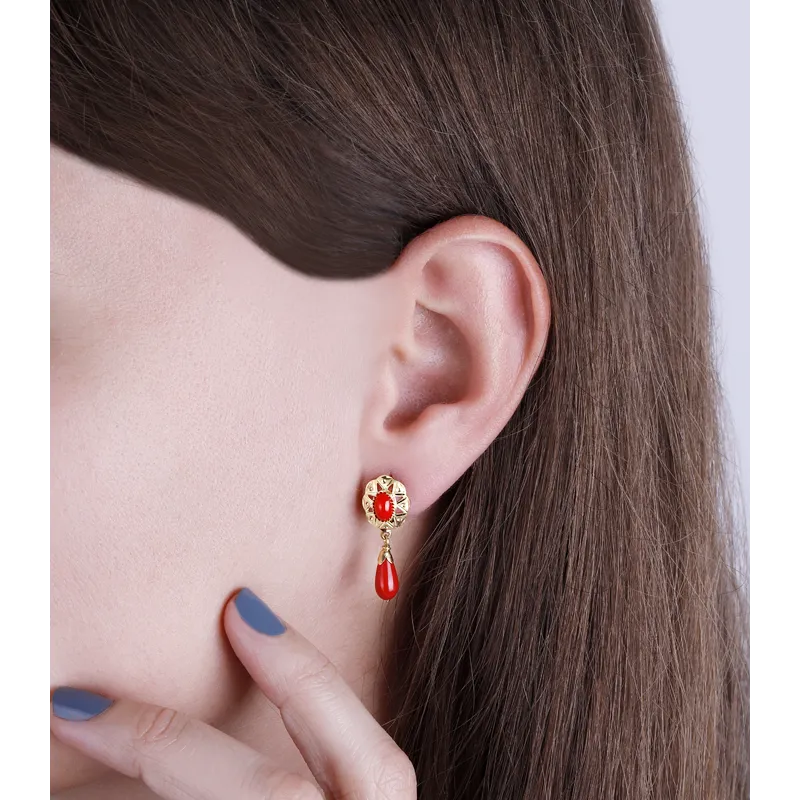 PENDIENTES "ANA" ORO 18K Y CORAL