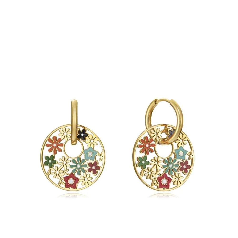 Pendientes Viceroy Fashion de acero e ip dorado con esmalte de colores