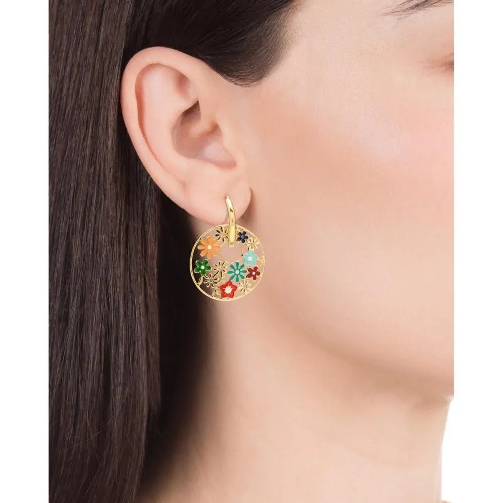 Pendientes Viceroy Fashion de acero e ip dorado con esmalte de colores