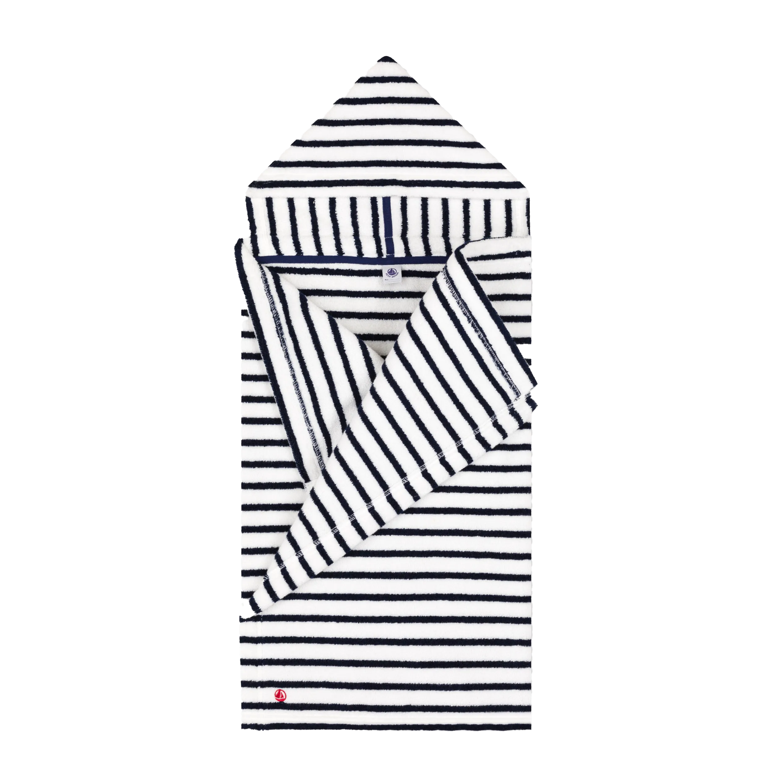PETIT BATEAU Capa de baño de algodón a rayas en blanco