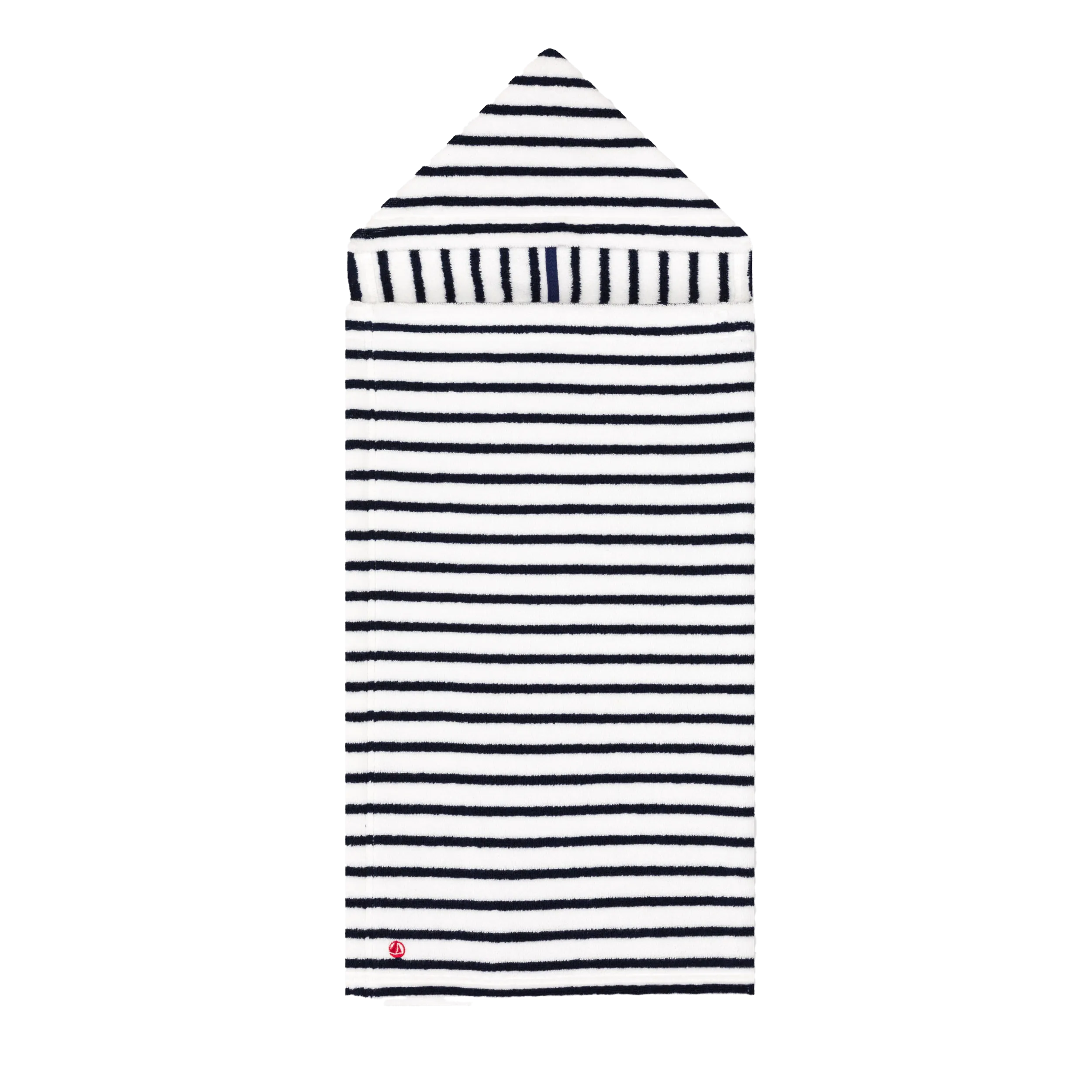 PETIT BATEAU Capa de baño de algodón a rayas en blanco