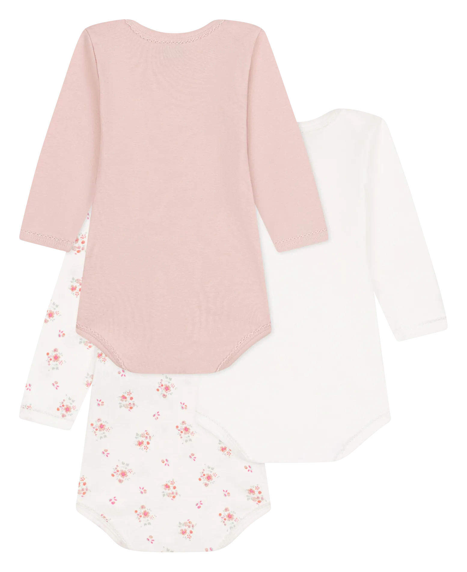PETIT BATEAU Conjunto de tres bodies de algodón en multicolor