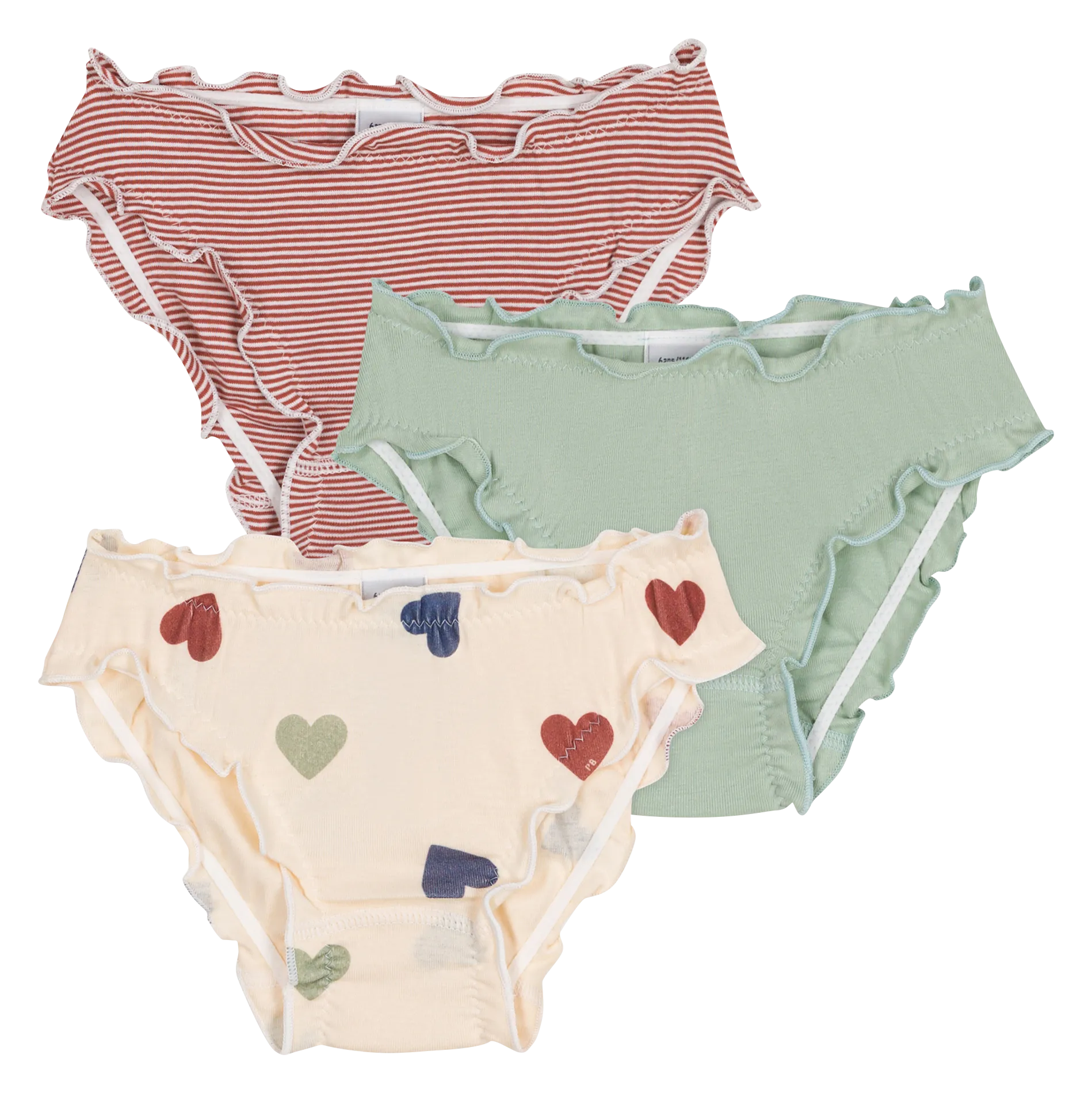 PETIT BATEAU Lote de tres braguitas de algodón en multicolor