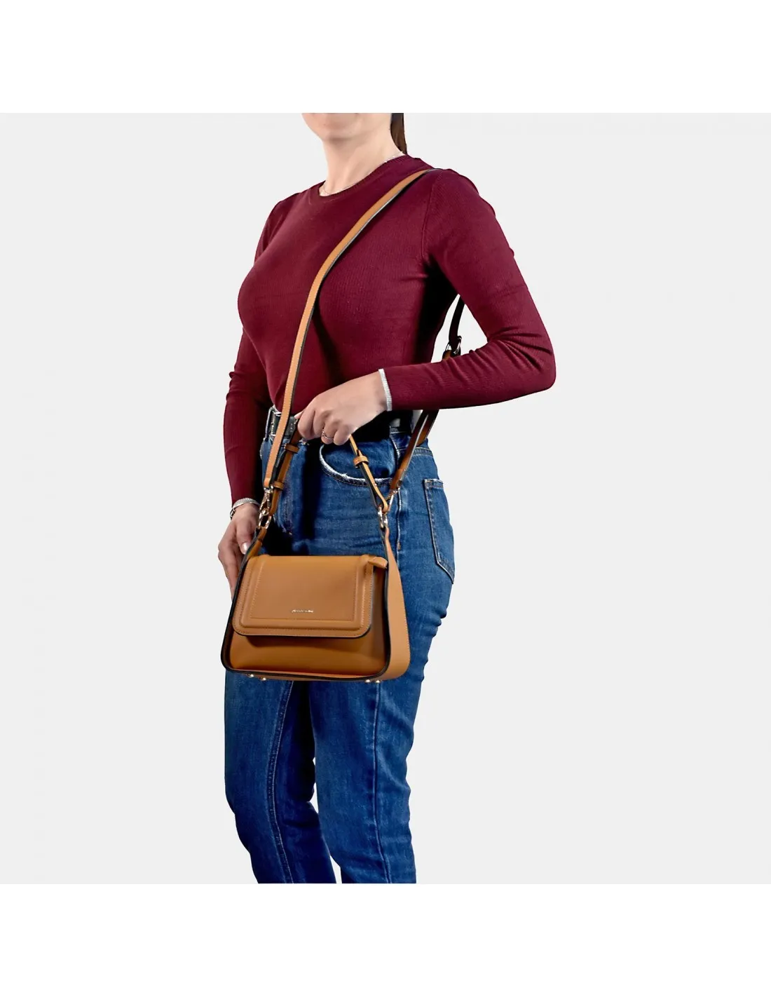 PIERRE CARDIN bolso bandolera con asa de mano y solapa sintético