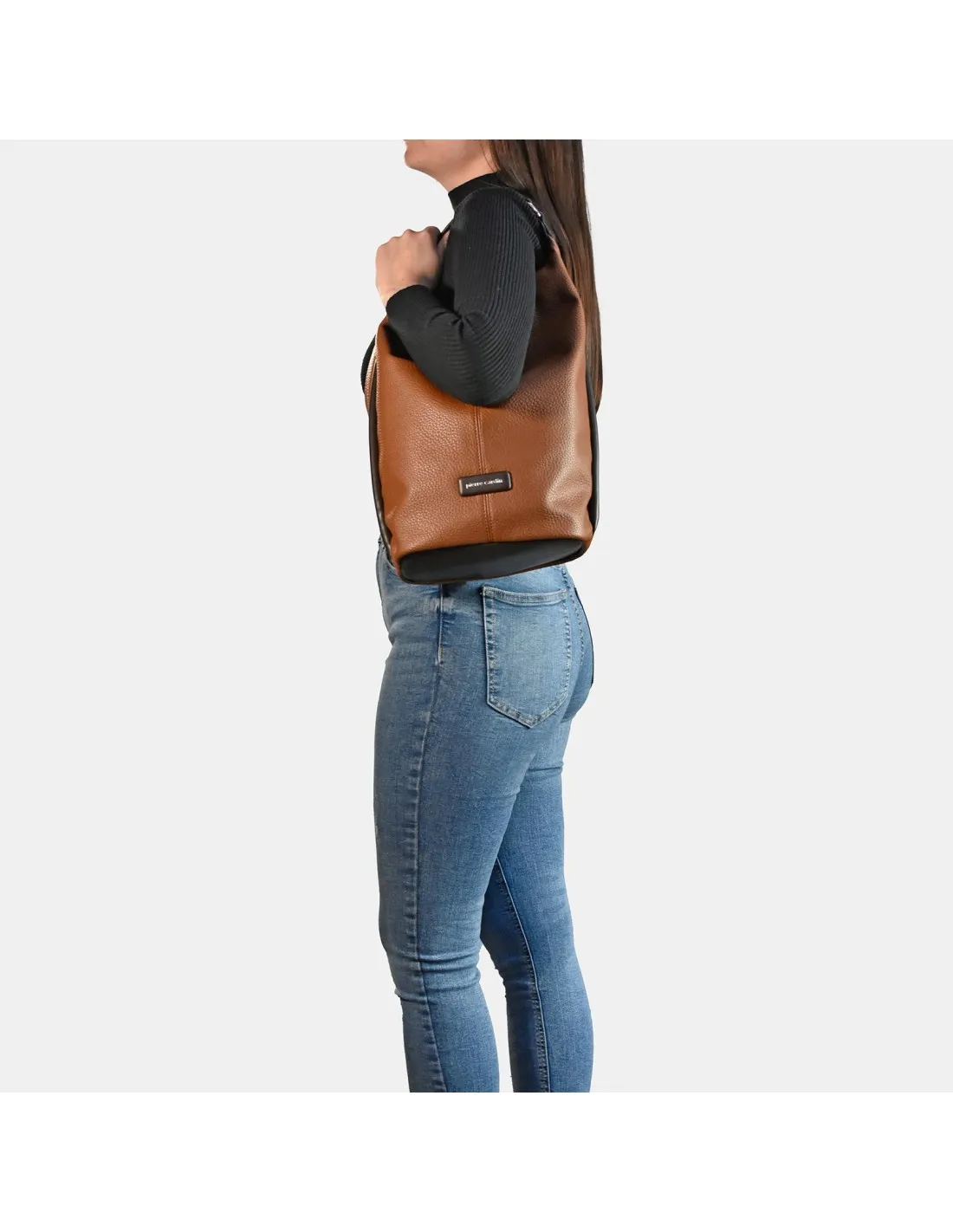 PIERRE CARDIN bolso tote en piel combinada