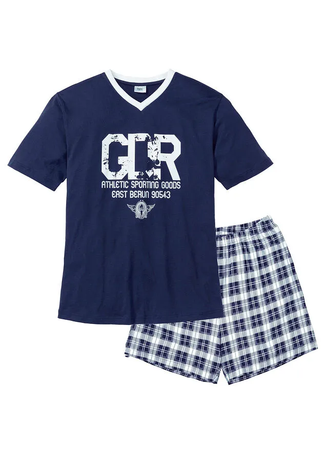 PIJAMA CON ESTAMPADO DEPORTIVO VINTAGE AZUL MARINOBLANCO