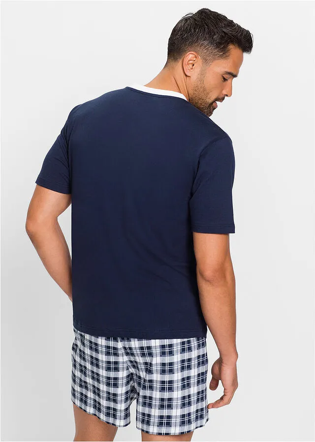 PIJAMA CON ESTAMPADO DEPORTIVO VINTAGE AZUL MARINOBLANCO