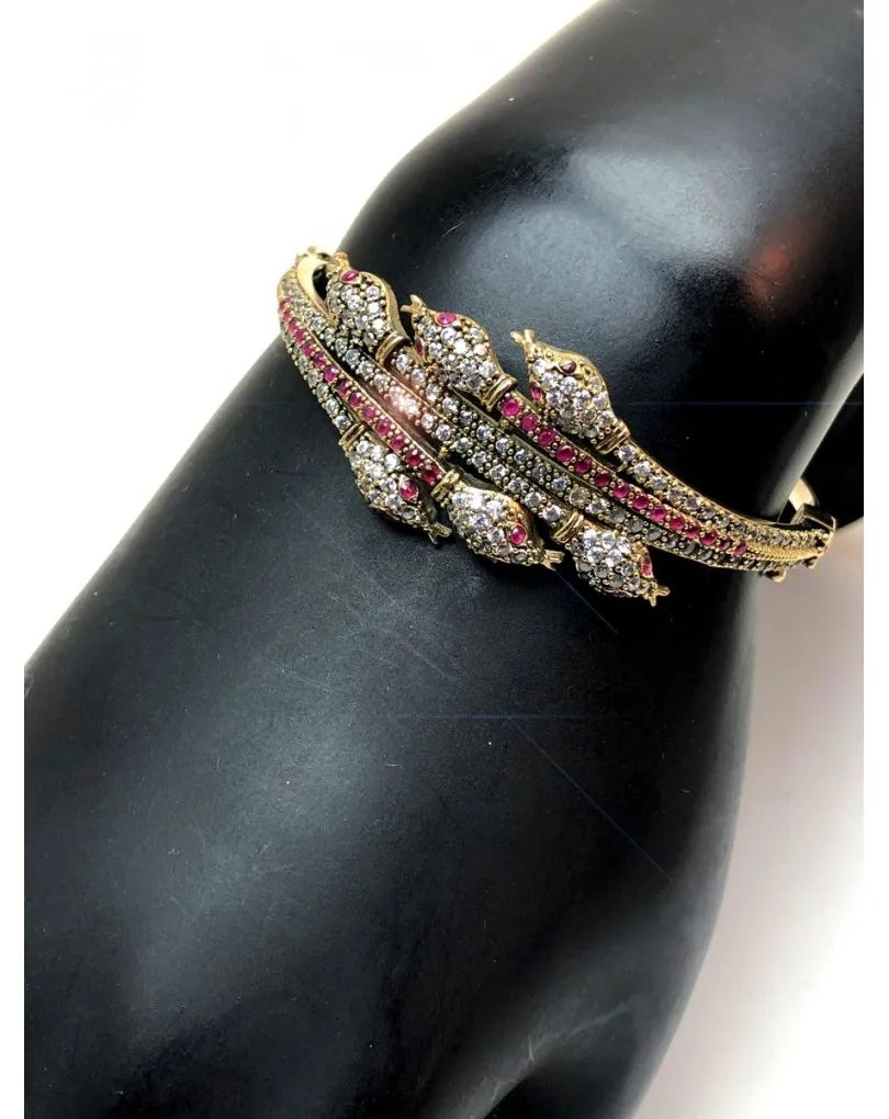 PULSERAS MUJER PLATA ORIGINALES, ESPECTACULAR DISEÑO EN CIRCONITAS Y RUBI