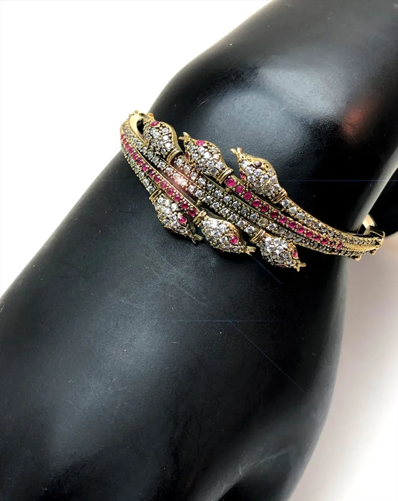 PULSERAS MUJER PLATA ORIGINALES, ESPECTACULAR DISEÑO EN CIRCONITAS Y RUBI